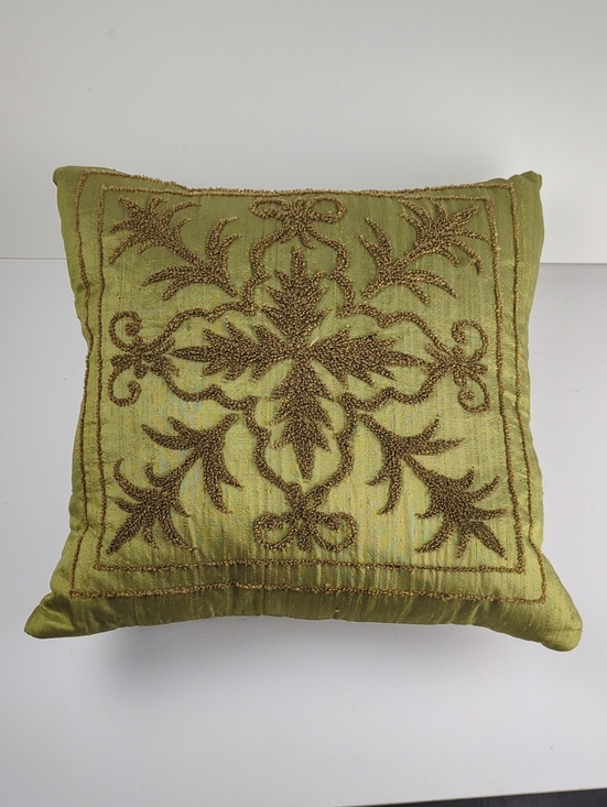 Vintage Other - VINTAGE Accent Pillow Green Chartreuse Embroidered Down Filled